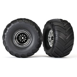 Traxxas  3665X Tires & wheels, assembled, glued (chrome wheels, Terra Groov
