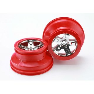 Traxxas  5868 Felgen SCT chrome / rot 2WD hinten