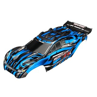 Traxxas  6718X Karo Rustler 4X4 blau +Decals mit Karohalterung