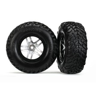 Traxxas  6892R Reifen auf Felge(S1) satin chrome 2,2/3,0 4WD v/h 2WD hi TSM