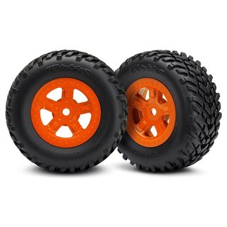 Traxxas  7674A Reifen auf Felge (SCT orange 1 Paar re/li)