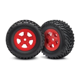 Traxxas  7674R Reifen auf Felge (SCT rot+G3615 1 Paar re/li)