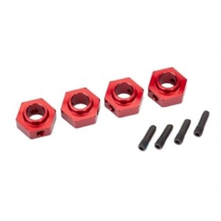 Traxxas  8269R Radmitnehmer 12mm Hex, 6061-T6 Alu rot (4) + Schraub-Pin (4)