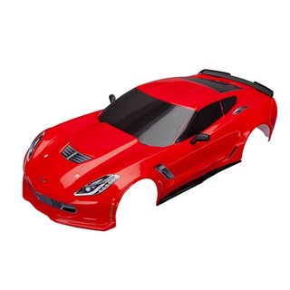 Traxxas  8386R Karo Chevrolet Corve  Z06 rot mit Decals montiert
