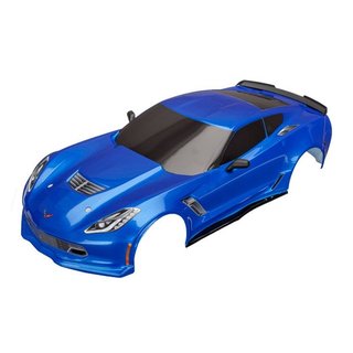 Traxxas  8386X Karo Chevrolet Corve  Z06 blau mit Decals montiert