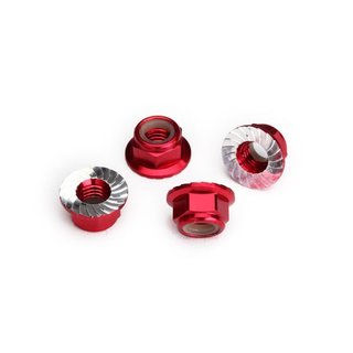 Traxxas  8447R Kragen-Stoppmu r 5mm Alu verzahnt (4) rot