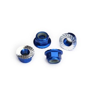 Traxxas  8447X Kragen-Stoppmu r 5mm Alu verzahnt (4) blau