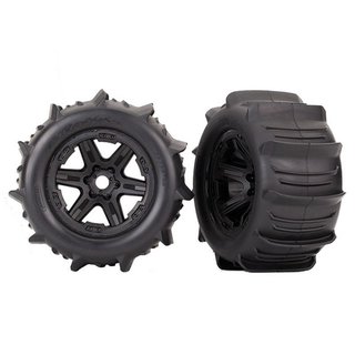 Traxxas  8674 Reifen&Felgen montiert schwarz 3.8 Paddle (2) (TSM rated)