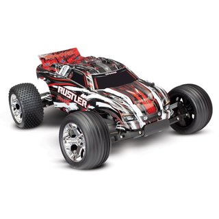 Traxxas 37054-1REDX Rustler rot-X RTR +12V-Lader+Akku