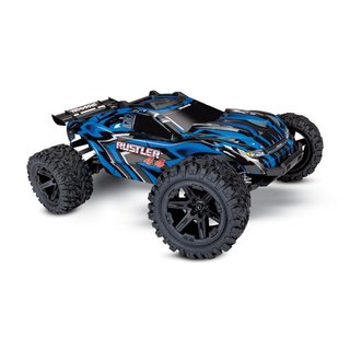 Traxxas  67064-1BLUE  Rustler 4x4 blau RTR +12V-Lader+Akku