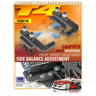 Xray  306188 T4 GRAPHITE ADJUSTABLE BATTERY HOLDER