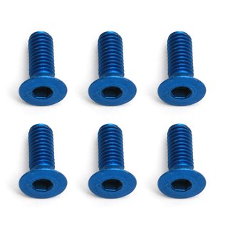 Team Associated 8553 FT Screws, Blue Aluminum 3x8 mm FHCS