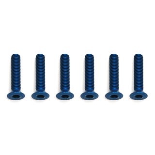 Team Associated 8567 FT Screws, Blue Aluminum 3x14 mm FHCS