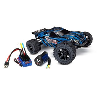 Traxxas  67064BLUG-1BLU  Rustler 4x4 blau RTR +12V-Lader+Akku +BL-Upgrade