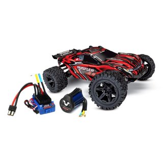 Traxxas  67064BLUG-1RED  Rustler 4x4 rot RTR +12V-Lader+Akku +BL-Upgrade