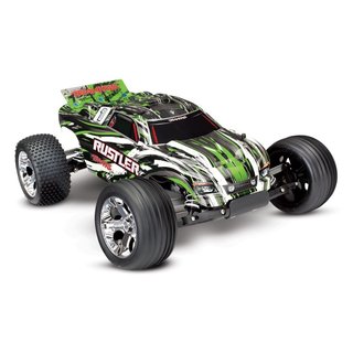 Traxxas  37054-1GRN  Rustler grn RTR +12V-Lader+Akku