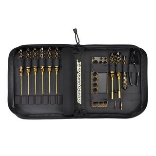 Arrowmax 199446 Toolset For 1/10 Offroad (13Pcs) With Tools Bag Black Gol