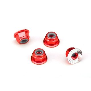 Traxxas  1747A Mu r Alu mit Flansch, serrated (4mm) rot-eloxiert (4)
