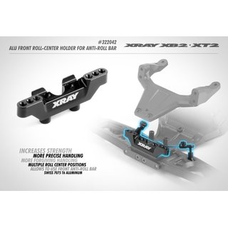 Xray 322042 ALU FRONT ROLL-CENTER HOLDER FOR ANTI-ROLL BAR