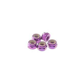 Hiro Seiko 4mm Alloy Nylon Nut  [Purple] ( 5 pcs)