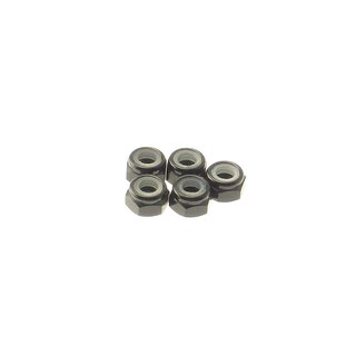 Hiro Seiko 4mm Alloy Nylon Nut  [Black] ( 5 pcs)