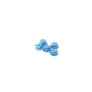 Hiro Seiko 2mm Alloy Flange Nylon Nut  [T-Blue] ( 5 pcs)