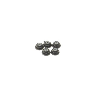 Hiro Seiko 2mm Alloy Flange Nylon Nut  [Black] ( 5 pcs)