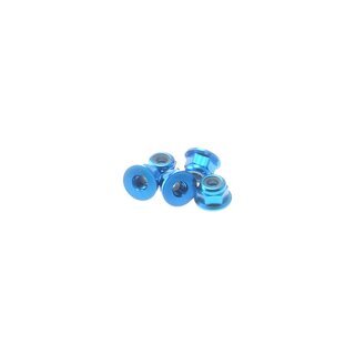 Hiro Seiko 3mm Alloy Flange Nylon Nut  [T-Blue] ( 5 pcs)