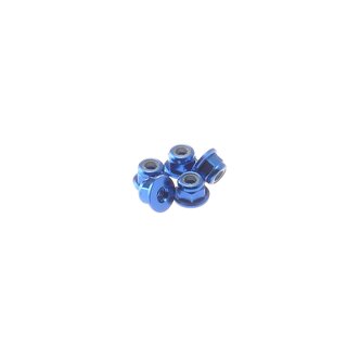 Hiro Seiko 3mm Alloy Flange Nylon Nut  [Y-Blue] ( 5 pcs)