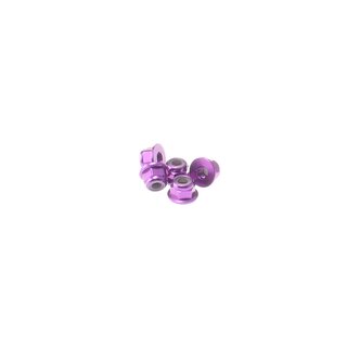 Hiro Seiko 3mm Alloy Flange Nylon Nut  [Purple] ( 5 pcs)