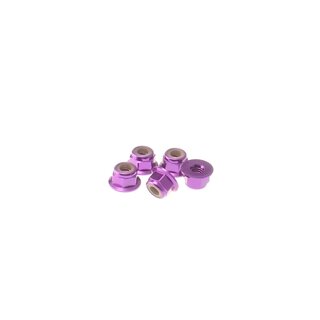 Hiro Seiko 4mm Alloy Flange Nylon Nut  [Purple] ( 5 pcs)