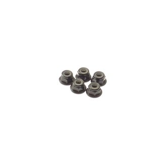 Hiro Seiko 4mm Alloy Flange Nylon Nut  [Black] ( 5 pcs)