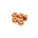 Hiro Seiko 4mm Alloy Nylon Nut  [Orange] ( 5 pcs)