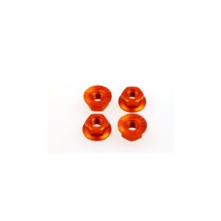 Hiro Seiko 4mm Alloy Serrated Wheel Nut  [Orange] ( 4 pcs)