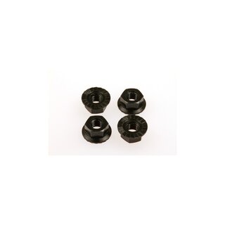 Hiro Seiko 4mm Alloy Serrated Wheel Nut  [Black] ( 4 pcs)