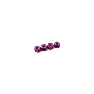 Hiro Seiko 3mm Alloy Nylon Nut (S_Size)  [Purple] ( 4 pcs)
