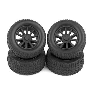 Team Associated SC28 Front and Rear Wheels and Tires,...