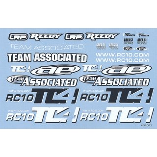 Team Associated 31071 TC4 Decal Sheet, black and white