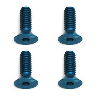 Team Associated 8570 FT Screws, Blue Aluminum 4x12 mm FHCS