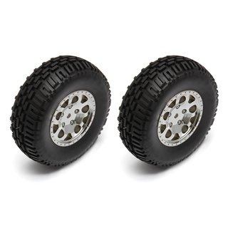 Team Associated 91222 SC10B Front Wheels/Tires, mounted, chrome