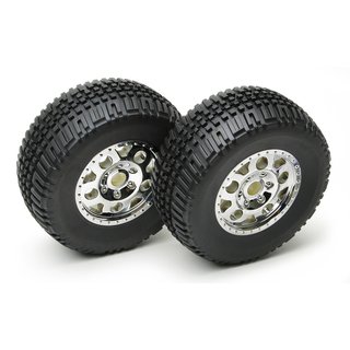 Team Associated 9870 SC10 Tires/Wheels Combo, chrome wheels, non-hex