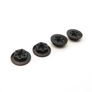 Hiro Seiko 48670 Thin Serrated Wheel Nut 4mm (Black | 4pcs)