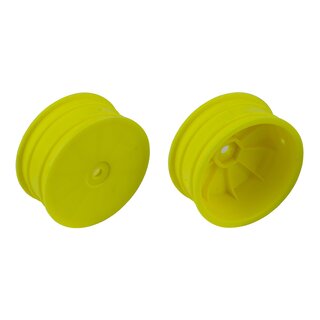 Team Associated 4WD Front Wheels, 2.2, 12mm hex, +1.5mm, fluorescent yellow