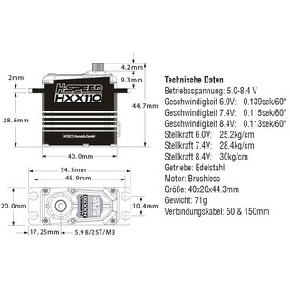 HXX110 Standard Profi-Digital Alu-Servo 30kg/0.113sek H-SPEED 1/8-1/10 Competition