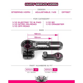 ALU ADJUSTABLE CLAMP STEERING SERVO HORN FUTABA/SAV�X 25T