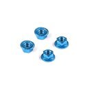 ALU NUT M4 WITH SERRATED FLANGE - BLUE (4)
