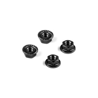 ALU NUT M4 WITH SERRATED FLANGE - BLACK (4)