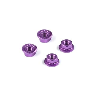 ALU NUT M4 WITH SERRATED FLANGE - VIOLET (4)