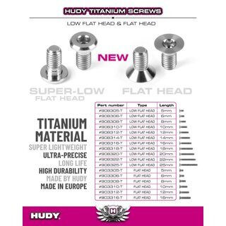 HUDY TITANIUM SUPER-LOW HEAD SCREW CENTERING DIA M3x8 (10)