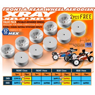 Xray 329900 2WD FRONT WHEEL AERODISK WITH 12MM HEX - WHITE (10)